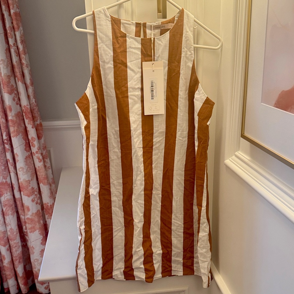 Mister Zimi Brown and White Striped Tank Top